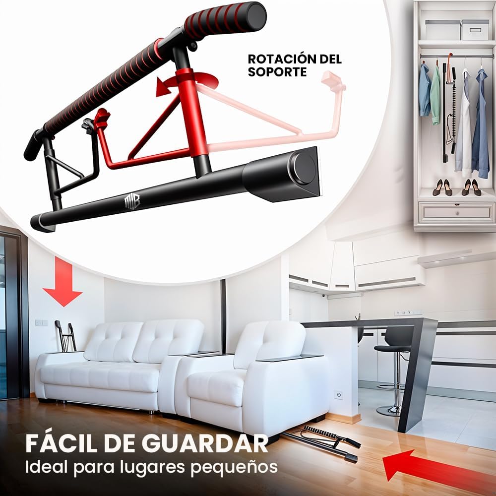 Barra de Dominadas para Puerta Sin Tornillos Plegable