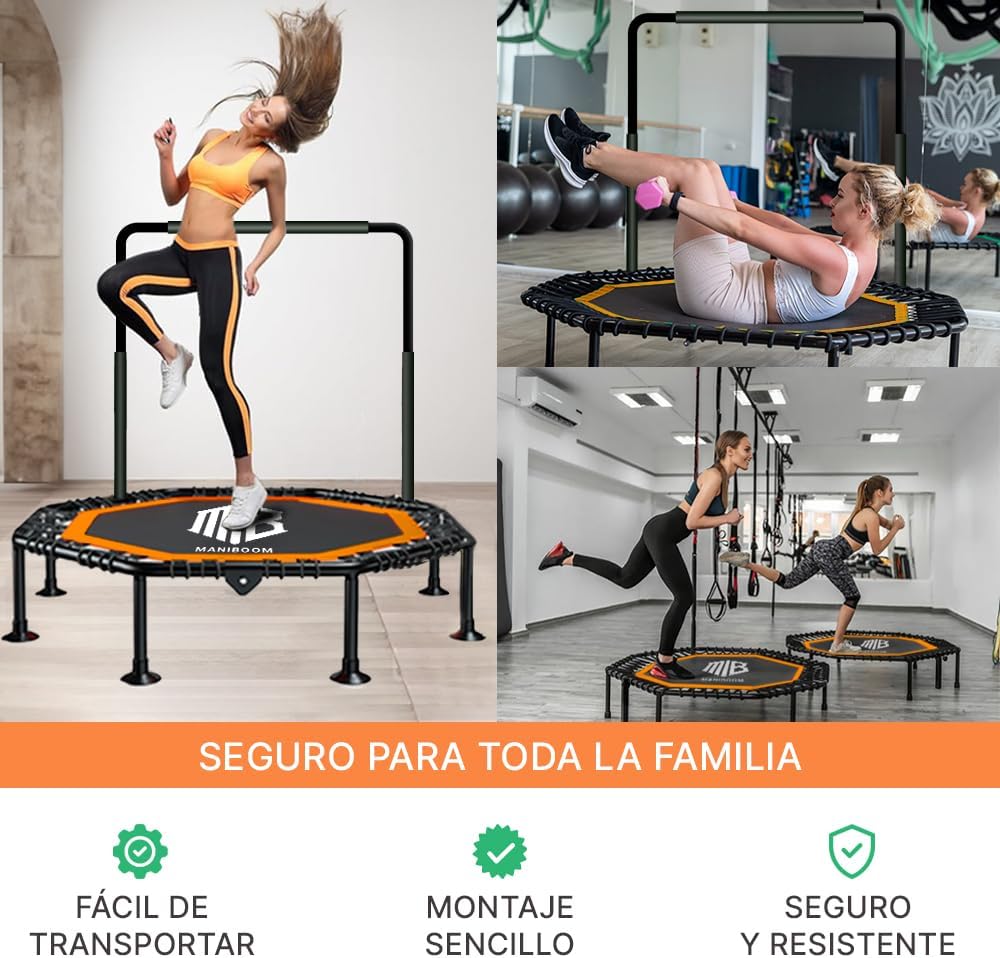 Trampolin Fitness Adultos y Niños 150kg de Carga-Maniboom
