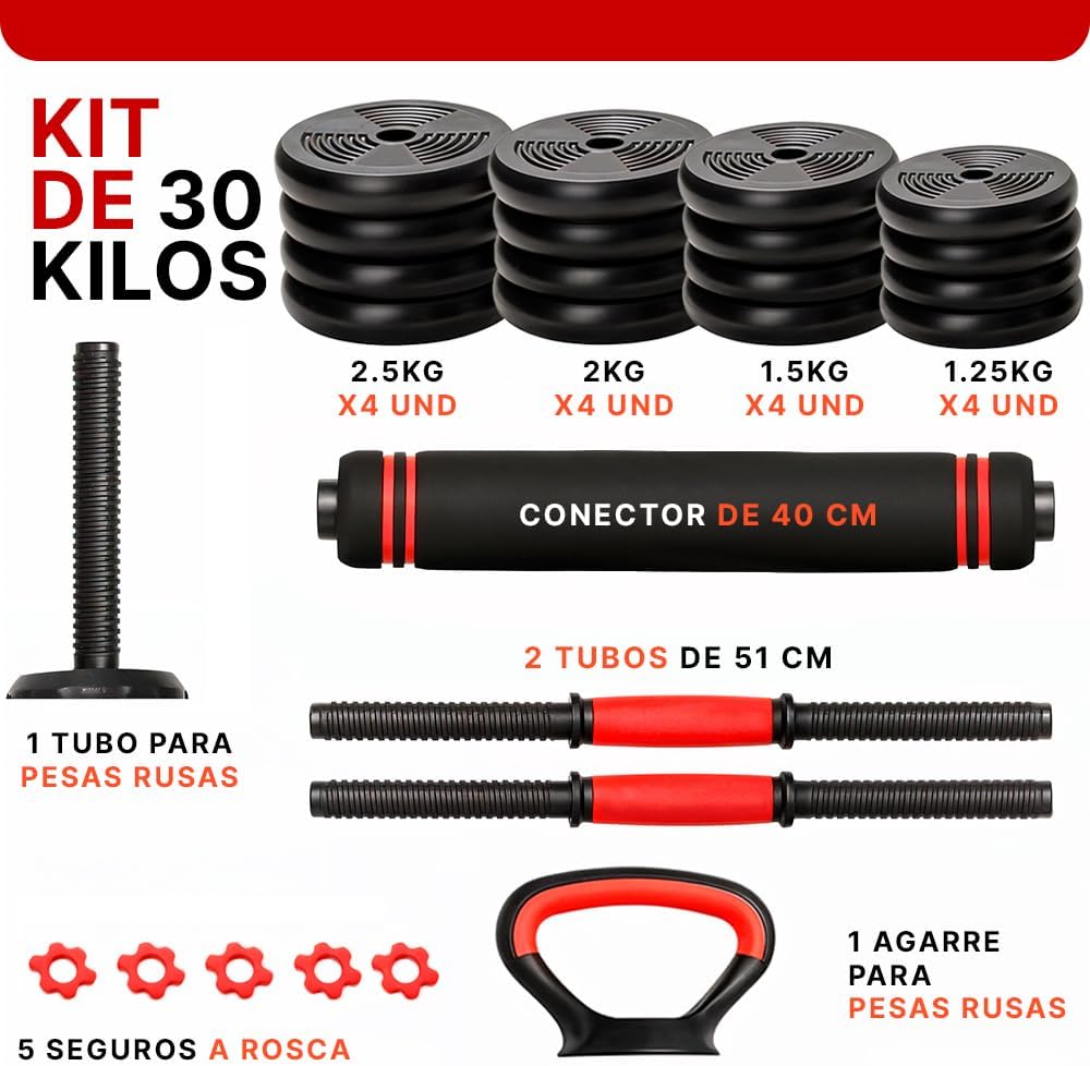 Kit de Entrenamiento Mancuernas Ajustables Kettlebell
