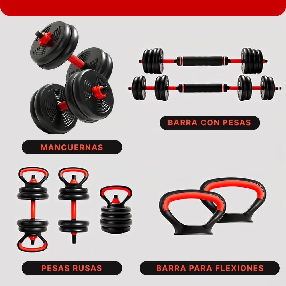 Kit de Entrenamiento Mancuernas Ajustables Kettlebell