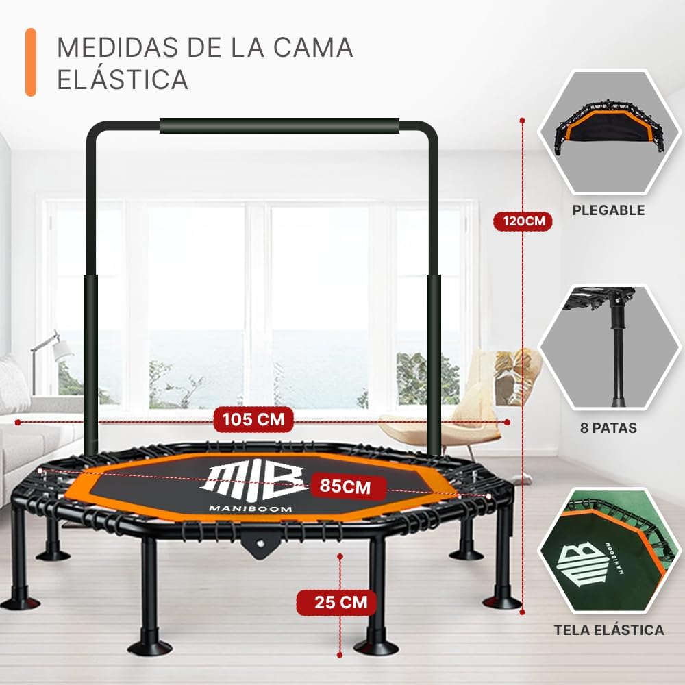 Trampolin Fitness Adultos y Niños 150kg de Carga-Maniboom