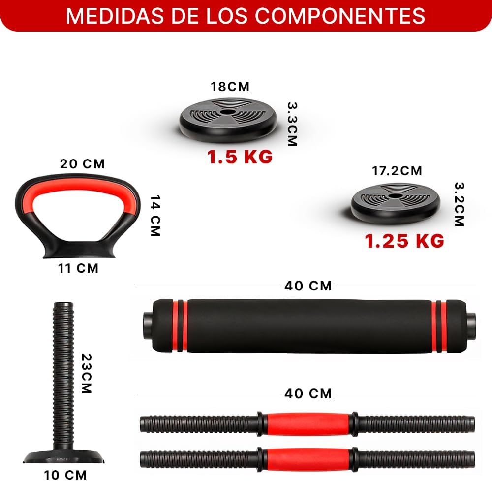 Kit de Entrenamiento Mancuernas Ajustables Kettlebell