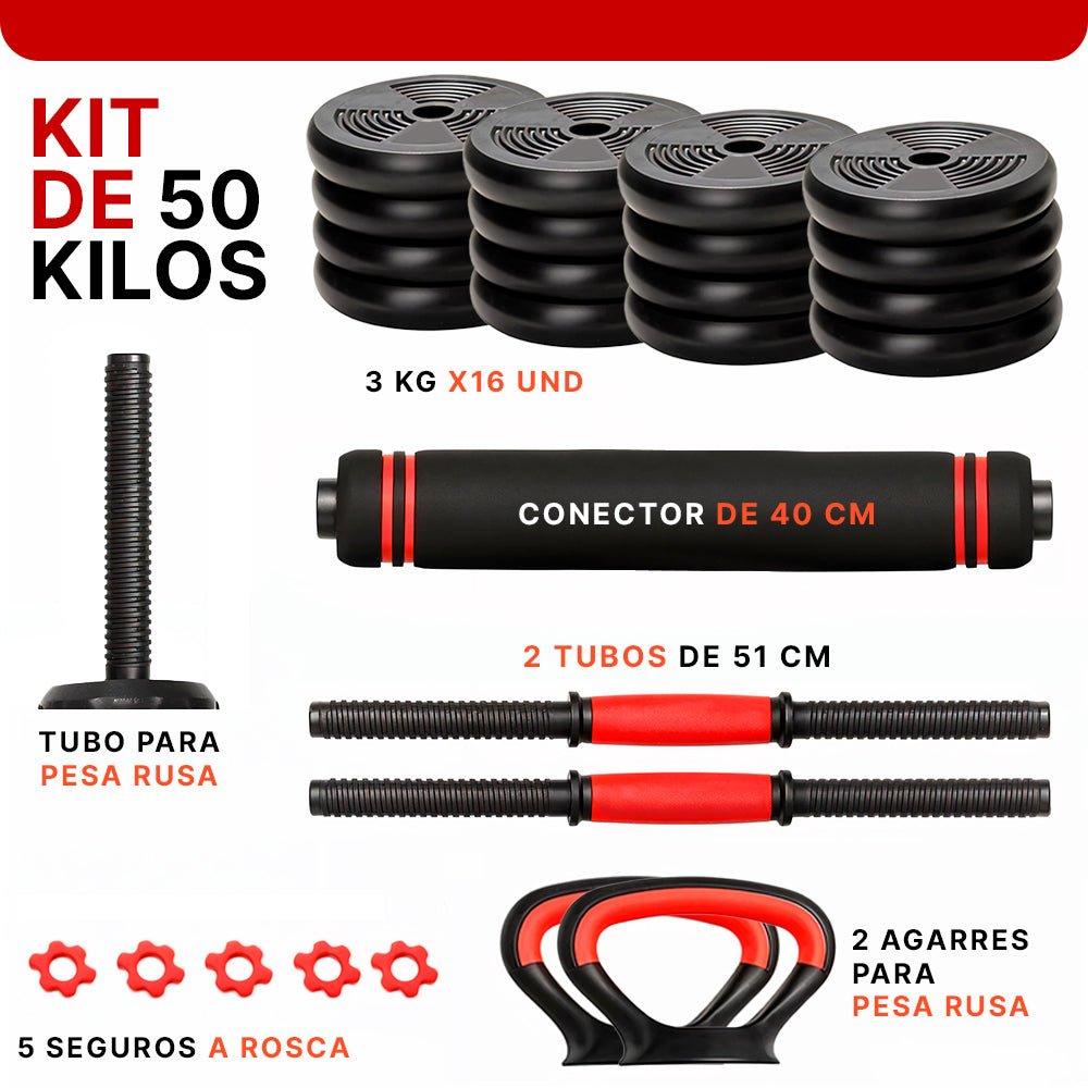 Kit de Entrenamiento Mancuernas Ajustables Kettlebell
