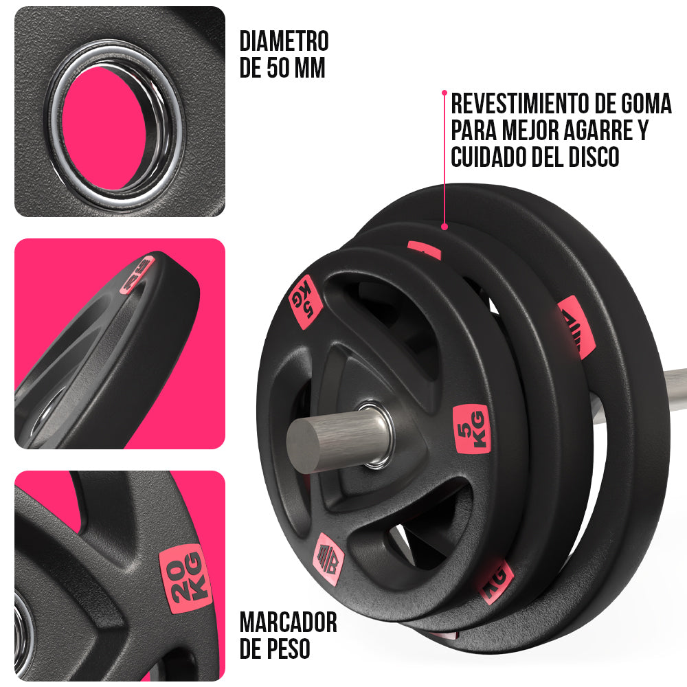 Discos Pesas Hierro engomado 50mm-Maniboom