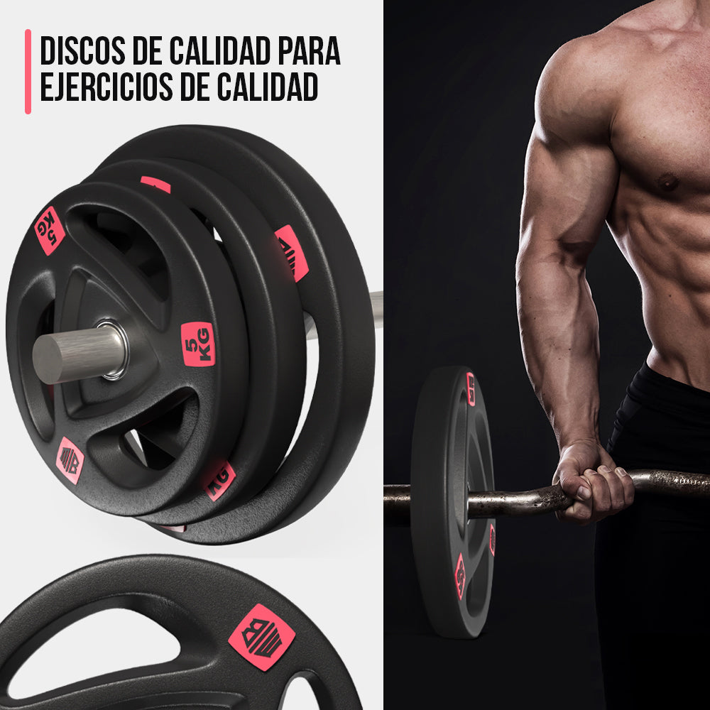 Discos Pesas Hierro engomado 50mm-Maniboom